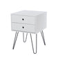 telford, white & metal 2 drawer bedside cabinet