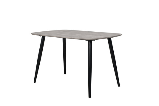 rectangular dining table, grey oak effect with black tapered legs