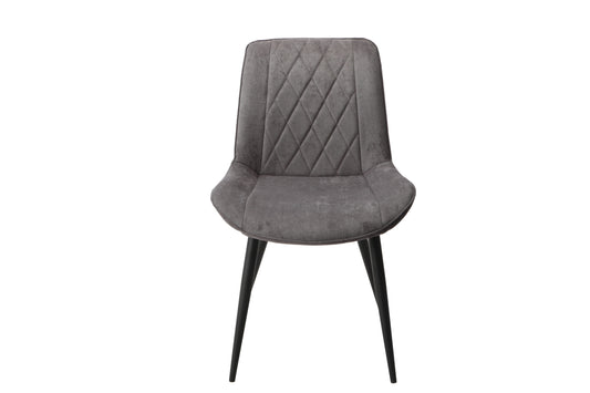 diamond stitch lt grey cord fabric dining chair, black tapered legs (pair)