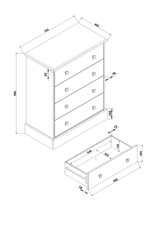 4 drawer chest