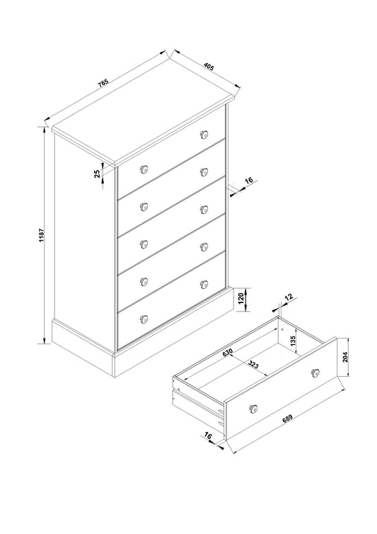 5 drawer chest