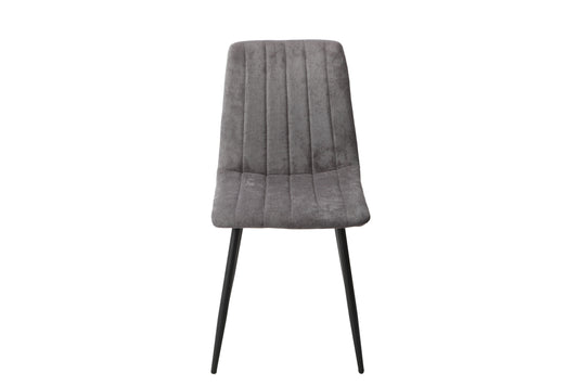 straight stitch grey dining chair, black tapered legs (pair)