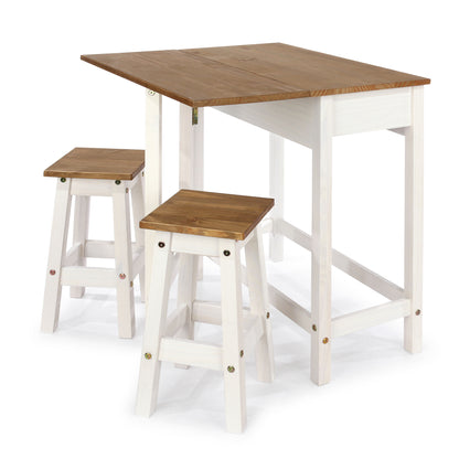 breakfast drop leaf table & 2 stools SET