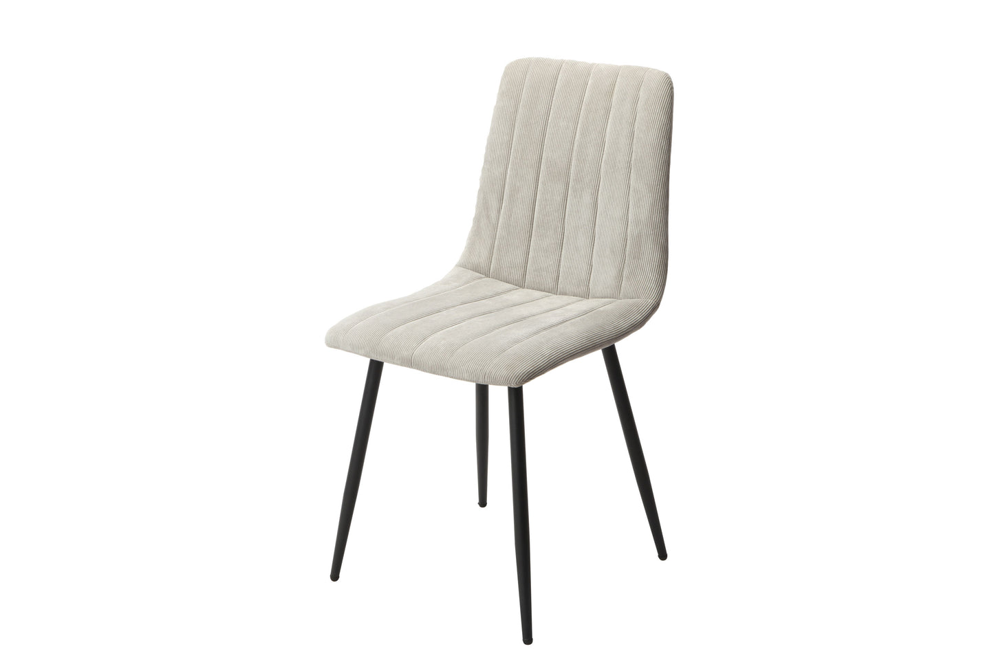 straight stitch lt grey cord dining chair, black tapered legs (pair)