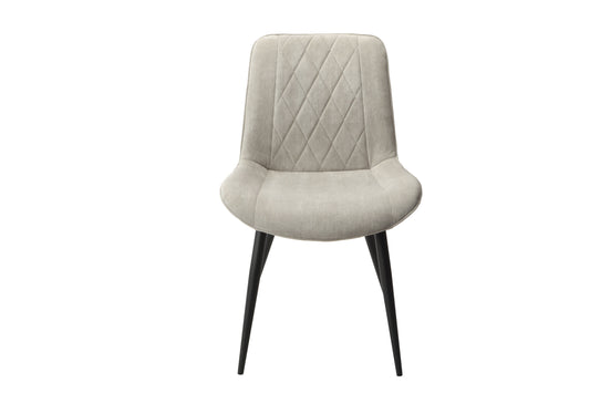 diamond stitch grey fabric dining chair, black tapered legs (pair)